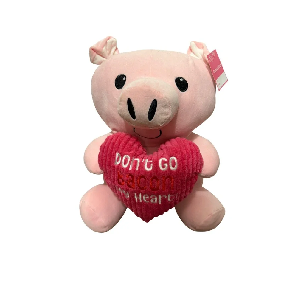 Cute Pink Pig Plush Stuffed Animal Heart Don't Go Bacon‎ My Heart Kids Gift